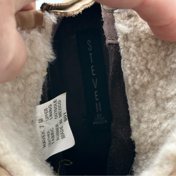 STEVEN by Steve Madden Havek Tan Boots Booties Real Fur Sz 7M Back Zip - Picture 9 of 12
